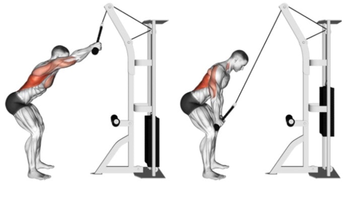 케이블 풀 다운 운동 모습