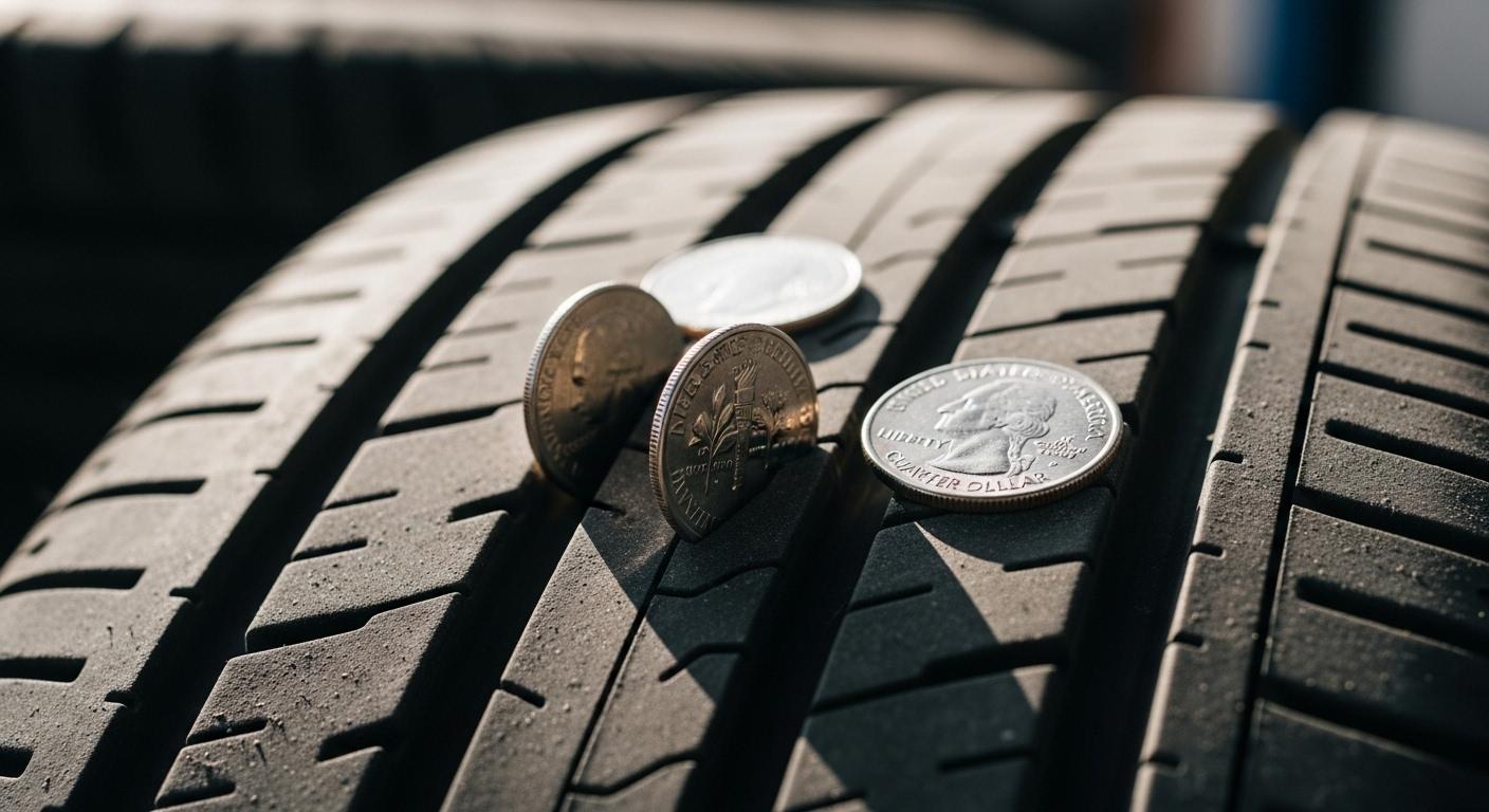 자동차 타이어 동전