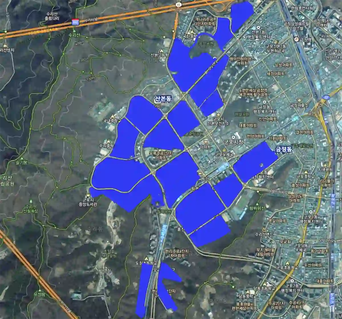 경기도-군포시산본동일대-토지거래허가구역-위치-파란색