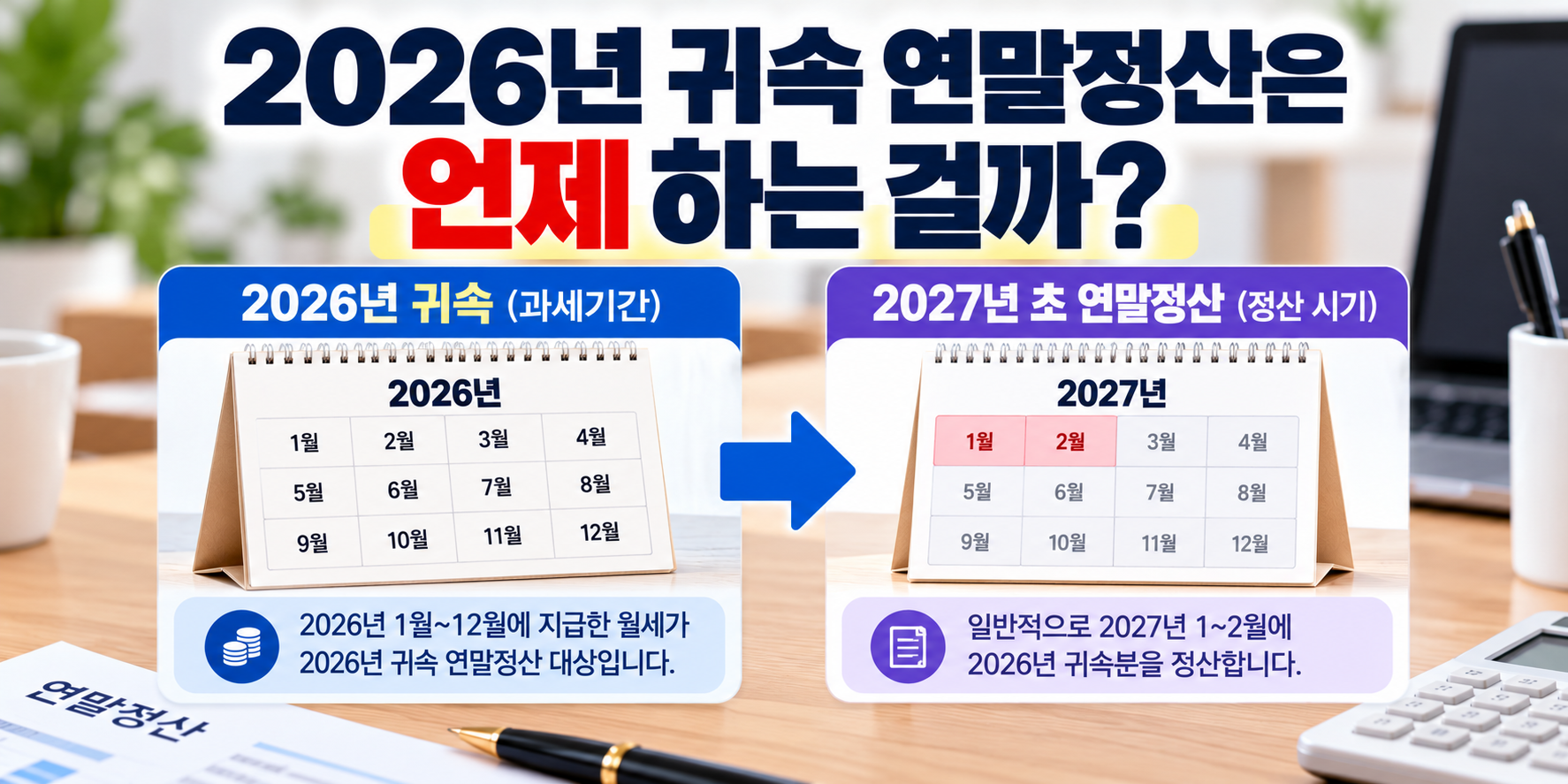 2026년 귀속 연말정산 시기와 2027년 월세 세액공제 차이