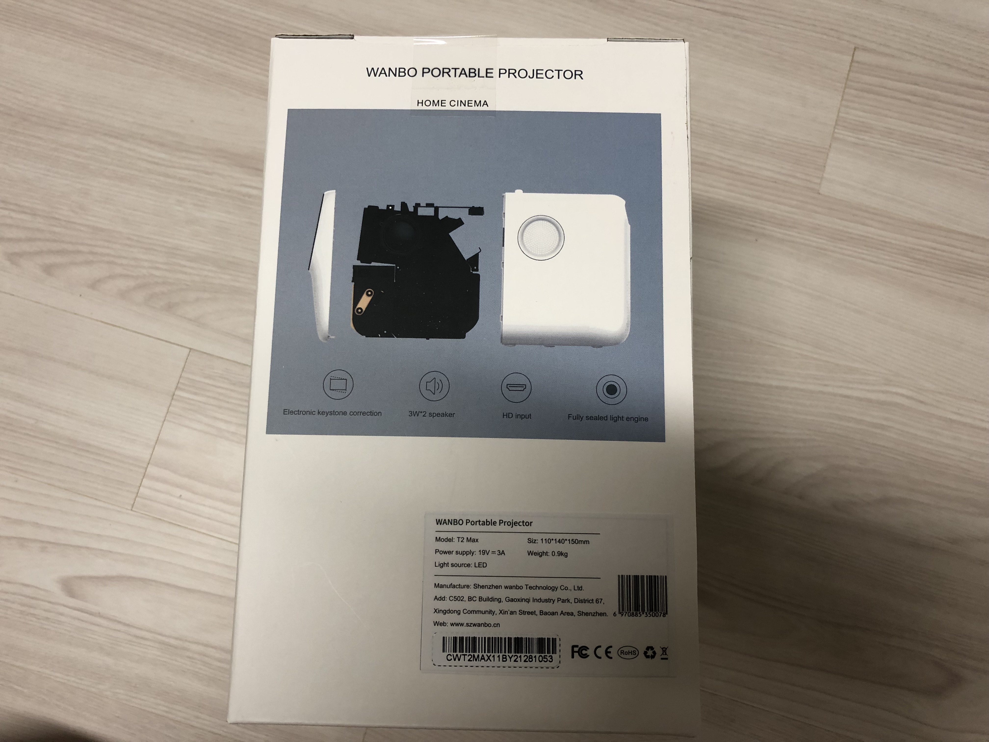 샤오미 스마트 미니 빔프로젝터 WANBO T2 MAX 리뷰 - 속박스