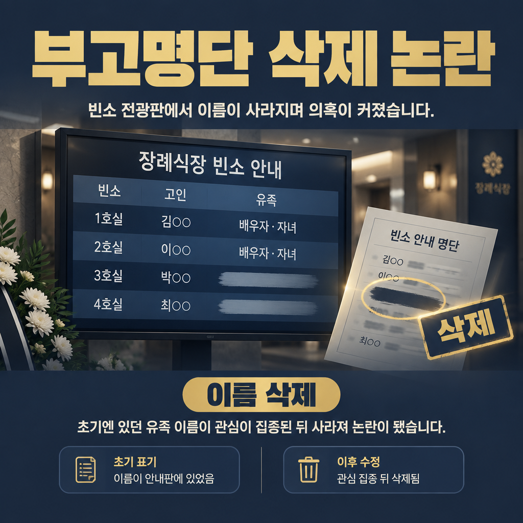부고명단 삭제 논란