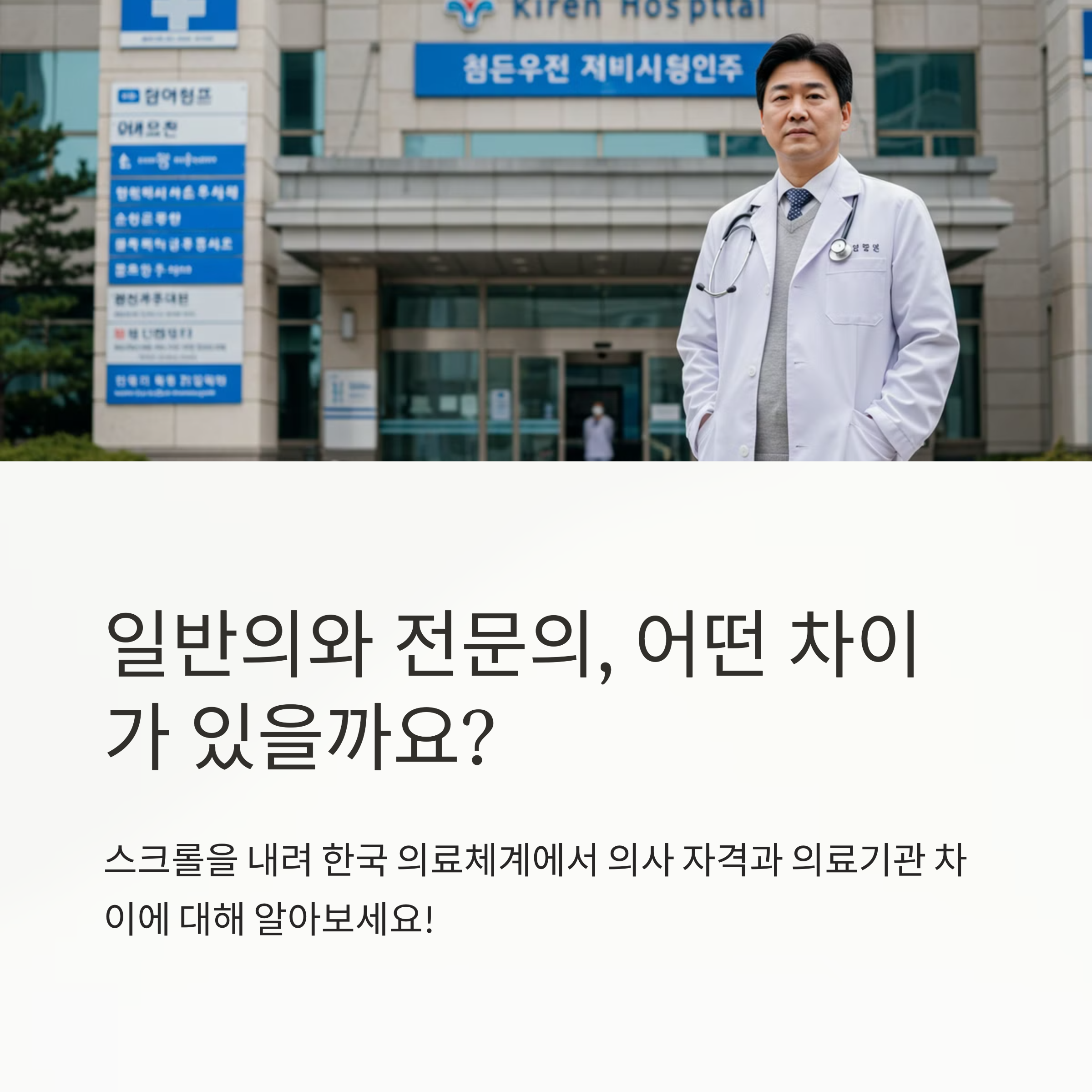 일반의 전문의 차이 병의원 1&middot;2&middot;3차 의료기관 구분