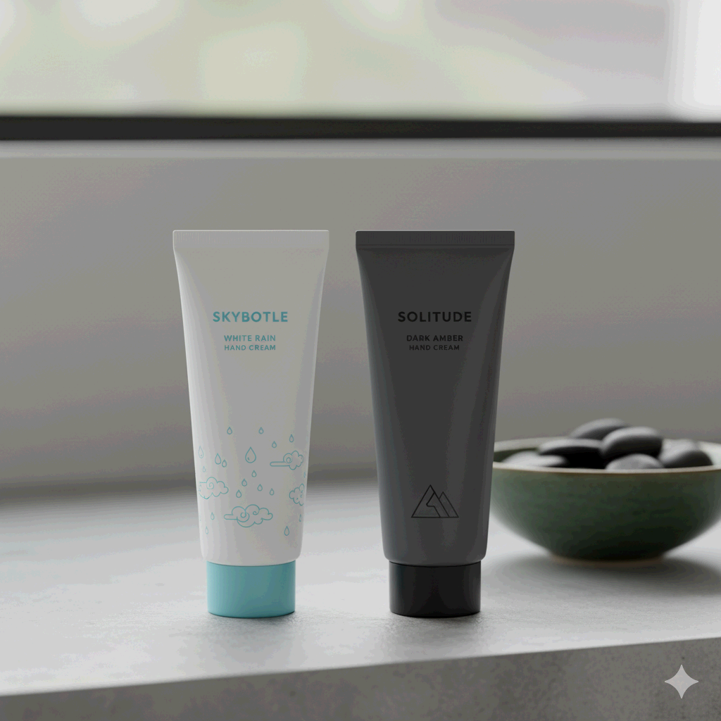 가성비 좋은 스카이보틀 핸드크림과 니치 향 솔리튜드 핸드크림 제형 비교