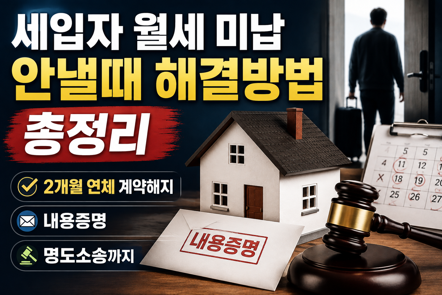 세입자 월세 미납 안낼때 해결방법 총정리｜2개월 연체 계약해지&middot;내용증명&middot;명도소송까지 관련 사진