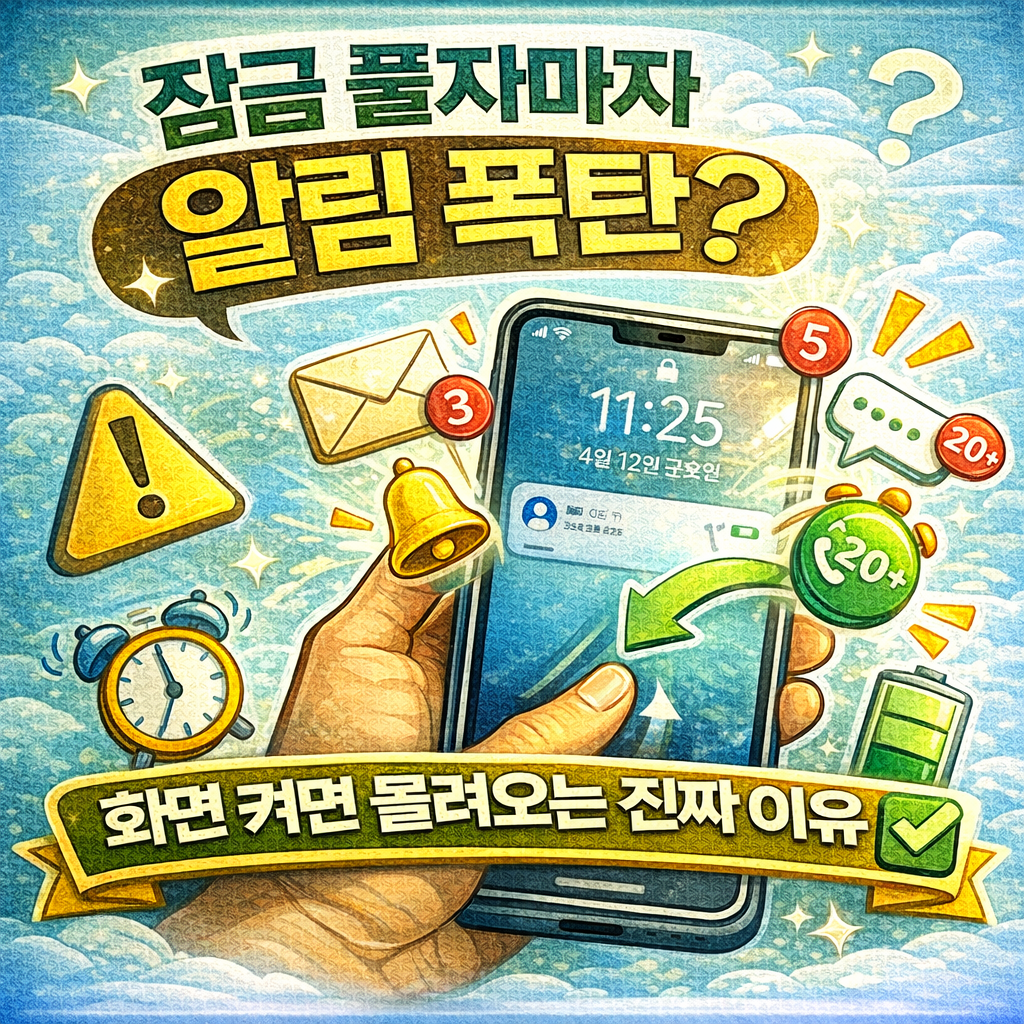 화면 잠금 해제했는데 알림이 한꺼번에 몰려오는 이유