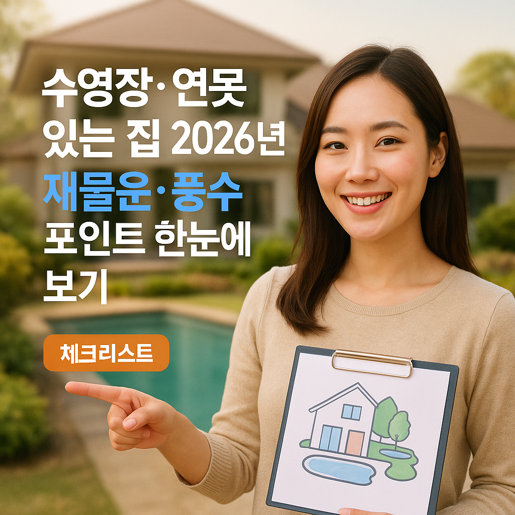수영장&middot;연못 있는 집 2026년 ｜ 재물운&middot;풍수 포인트 한눈에 보기