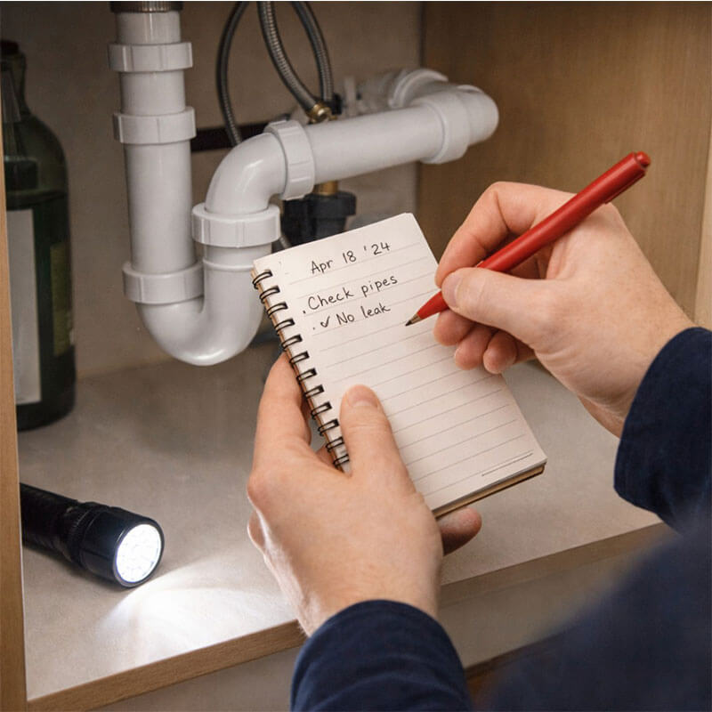 집 문제 예방을 위한 배관 정기 점검 모습