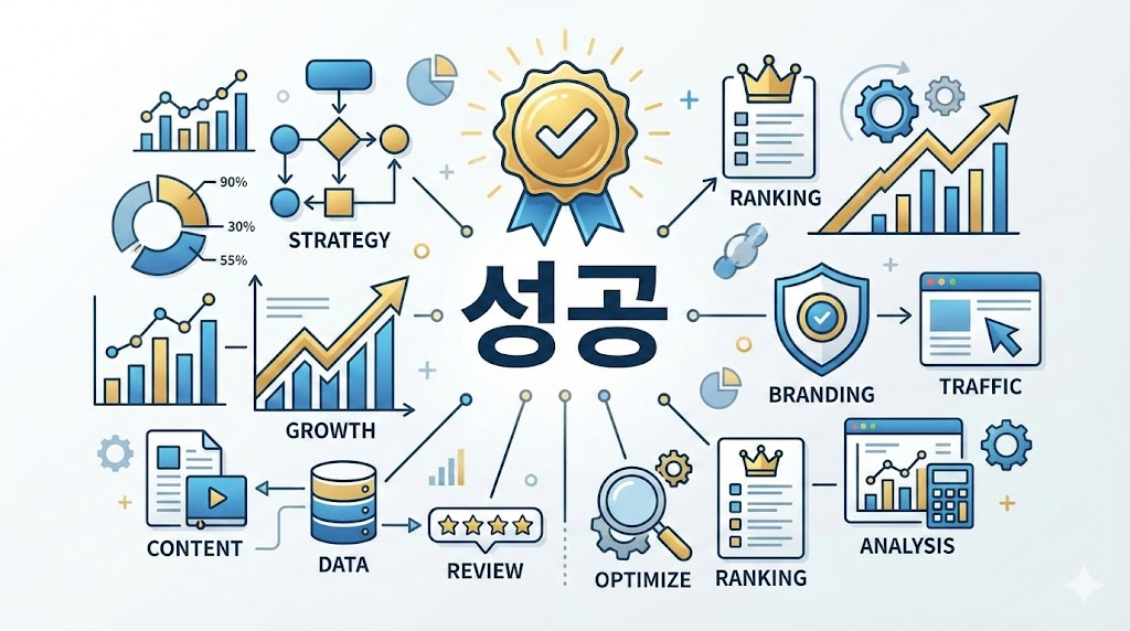 무신사 브랜드 성공 전략 인포그래픽 광고비 없이 랭킹 1위 달성하는 마케팅 가이드 핵심 지표 분석 데이터 시각화 자료