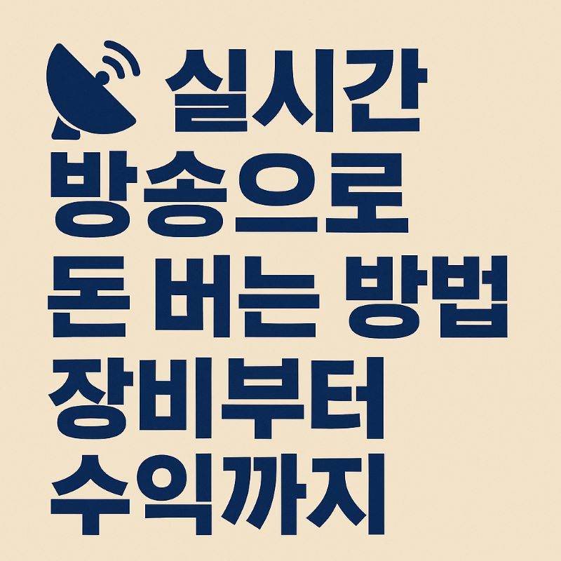 실시간 방송으로 돈 버는 방법 – 장비부터 수익까지