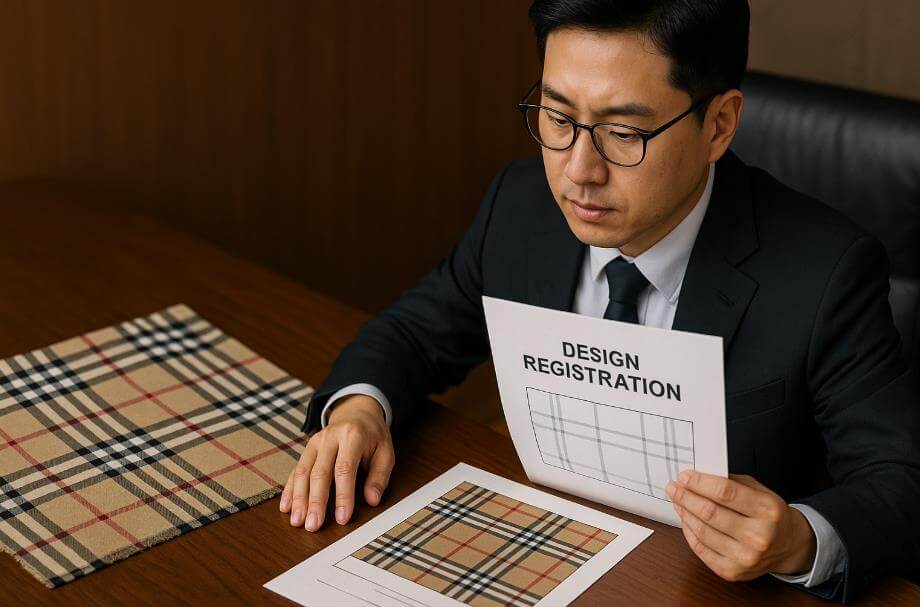 디자인 등록으로 보호받는 버버리 체크 직물 패턴