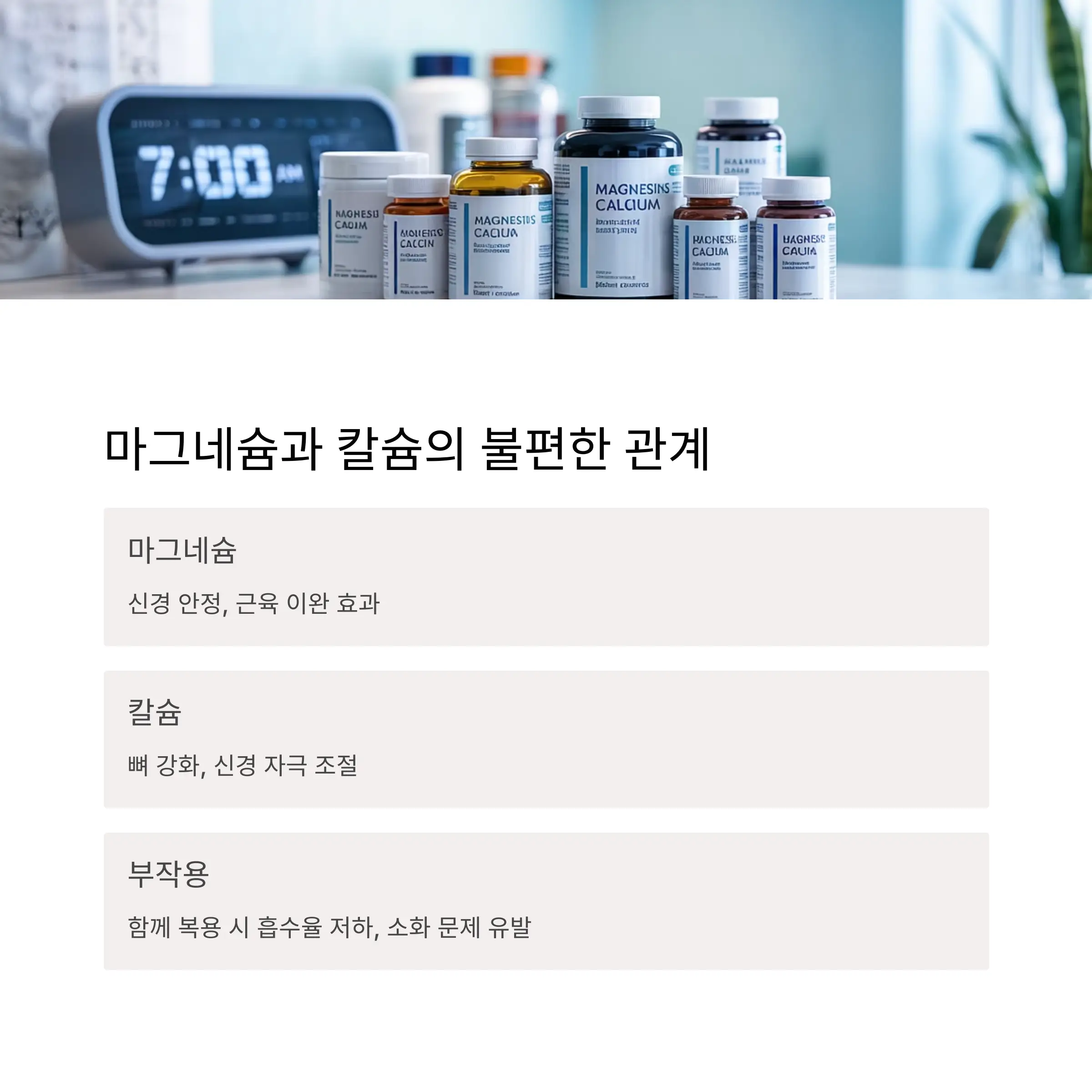 마그네슘과 칼슘, 배출 시점이 겹치는 불편한 관계