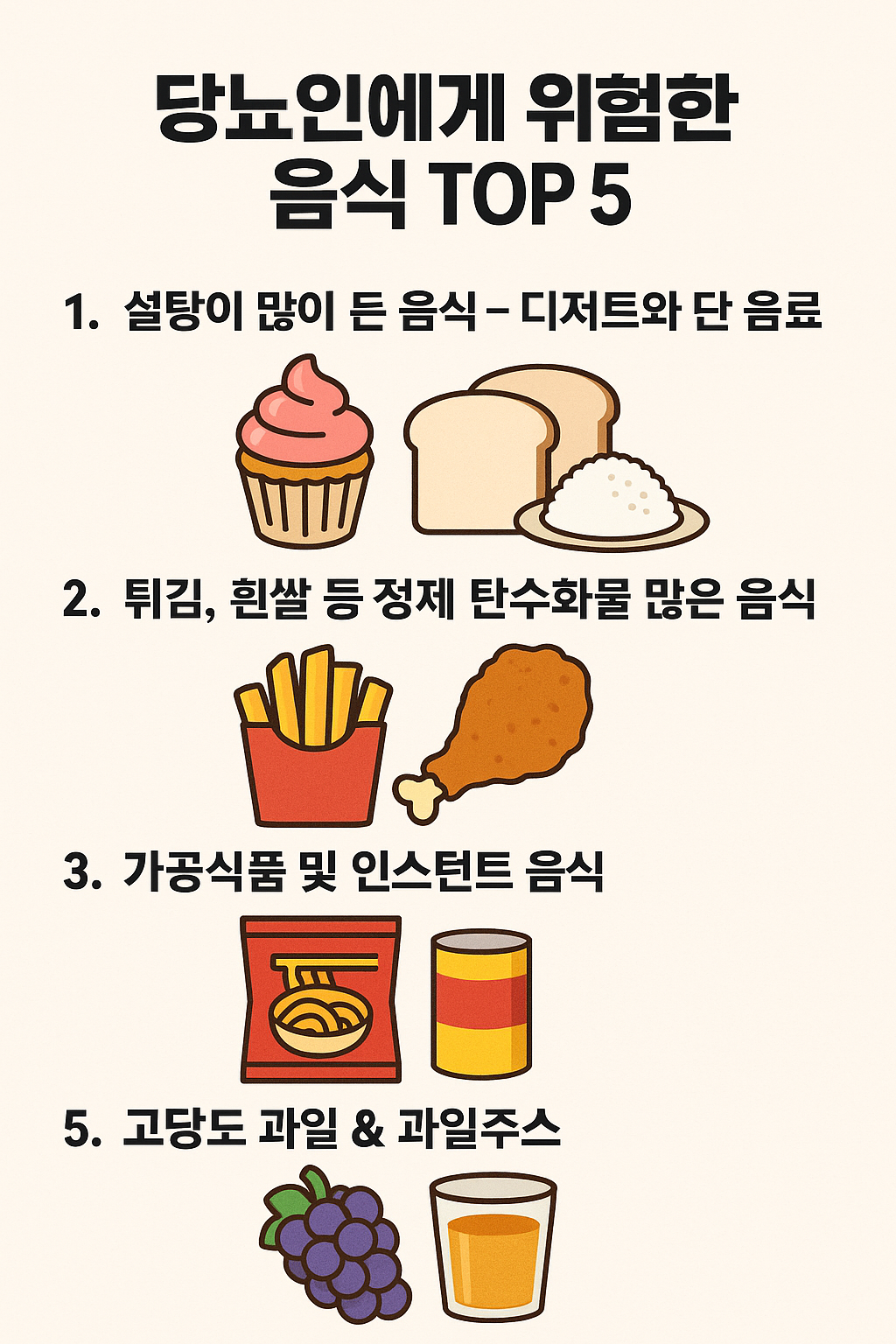 당뇨인에게 위험한 음식 TOP 5