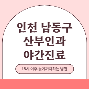 인천 남동구 야간진료 산부인과 병원 (18시 이후 늦게까지하는 병원)