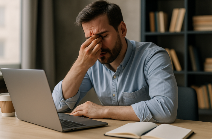 만성피로에 핀곤해 하는 남자 사진