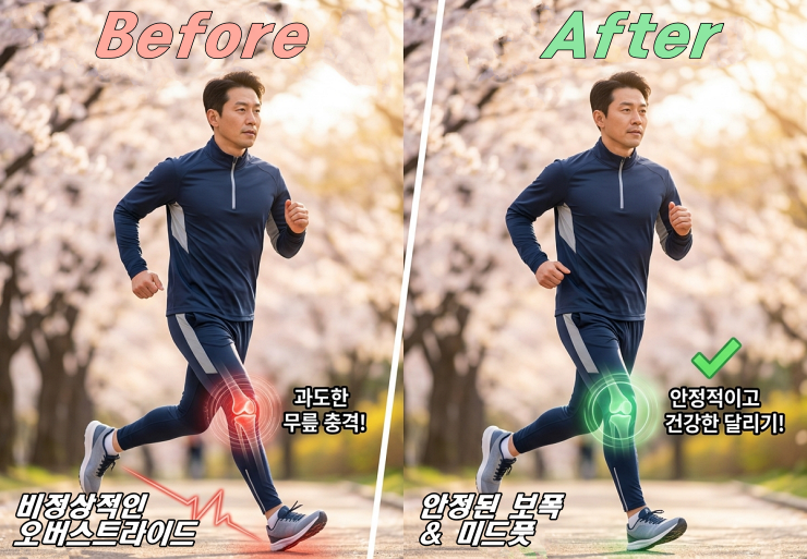 무릎 통증의 원인(오버스트라이드)