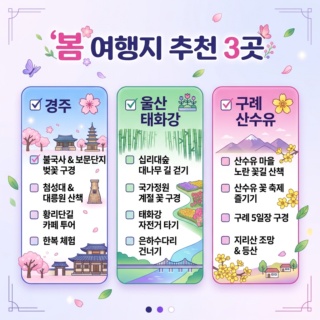 봄 국내 여행지 추천 3곳