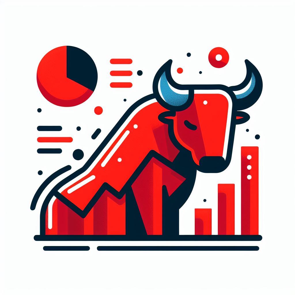 빨간 황소와 그래프 이미지