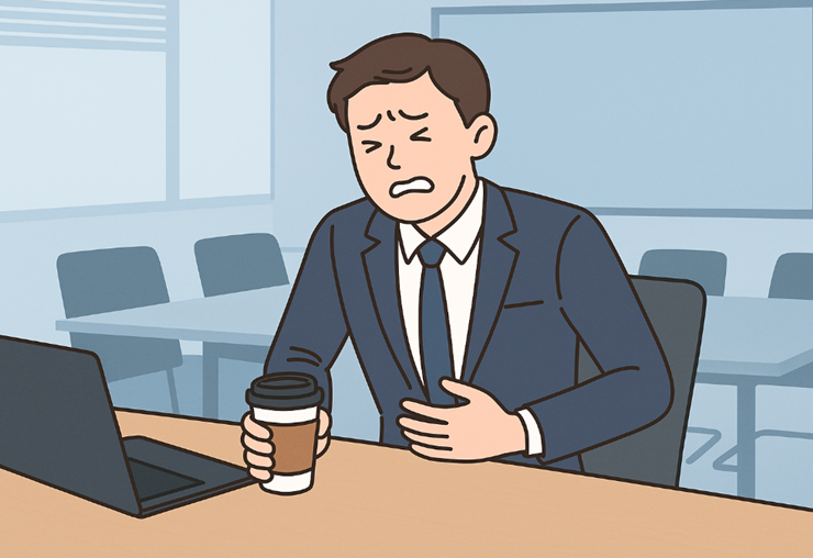 커피먹고 속쓰린 남자
