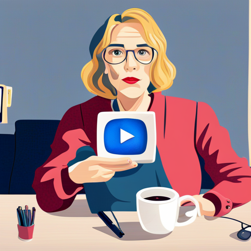 책상위에 커피와 유튜브 영상 제휴 광고 중인 여성 모습