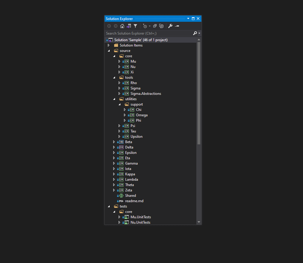 Visual Studio 2022 Project filter 적용한 사진입니다 매우유용합니다