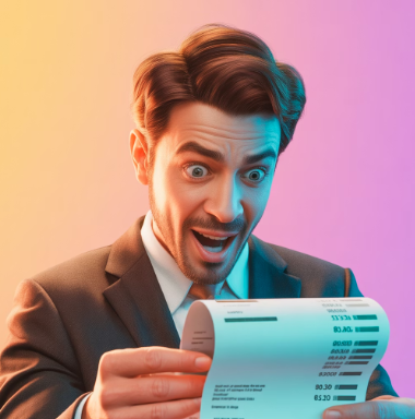 Datadog 모니터링 비용 이해를 돕기위한 이미지 - 계산서를 보고 놀라는 사람