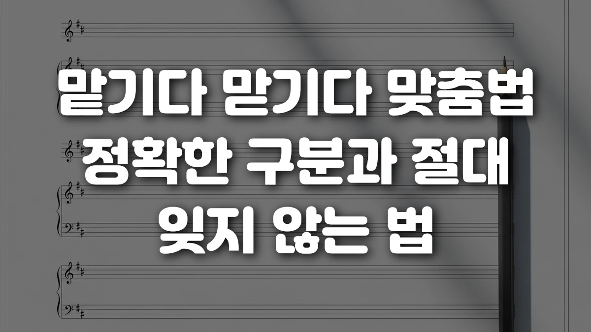 맡기다 맏기다 맞춤법 정확한 구분과 절대 잊지 않는 법