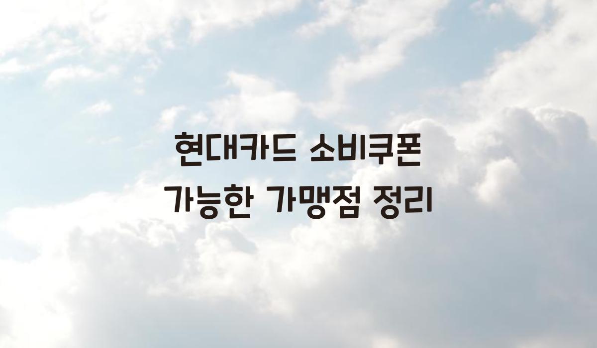 현대카드 소비쿠폰 가능한 가맹점 정리