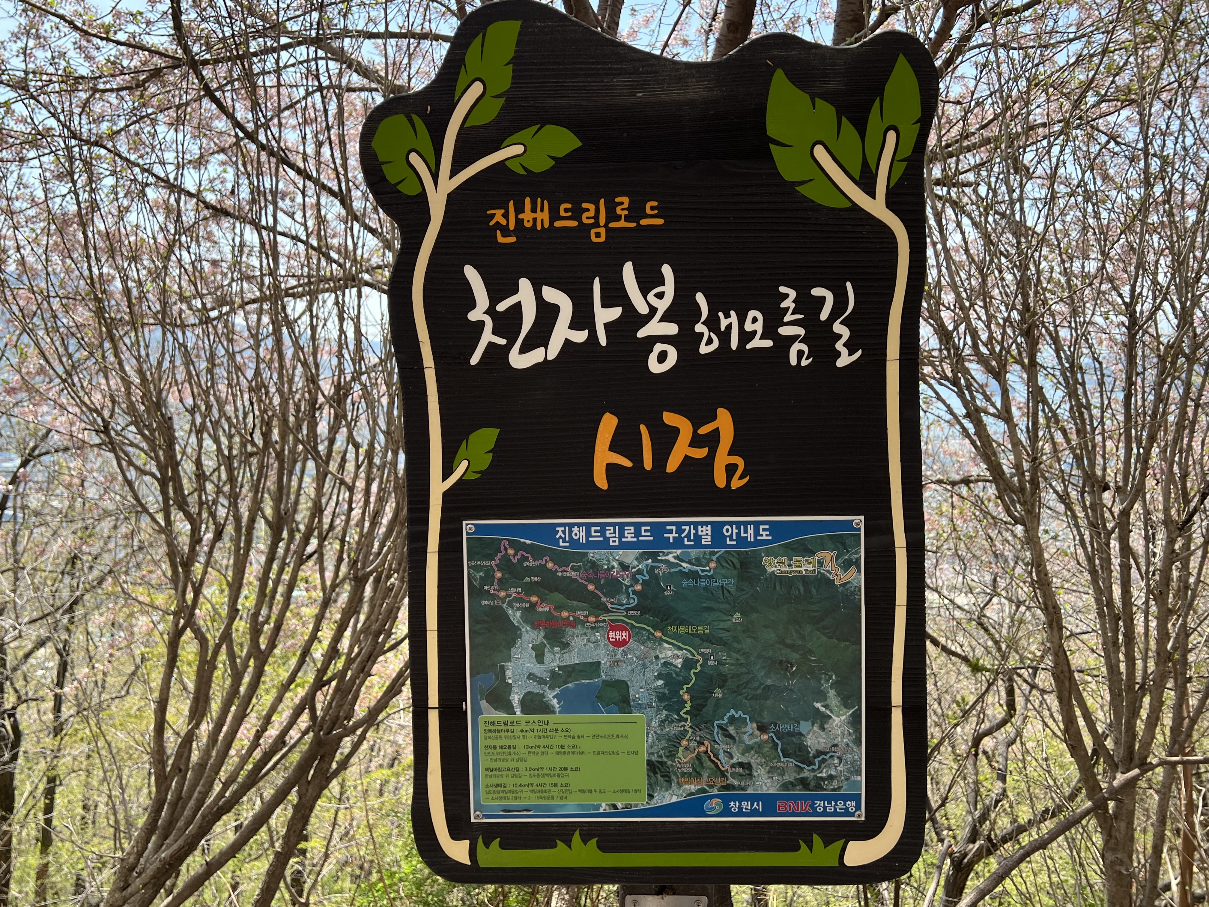 천자봉해오름길 시작지점 안내도