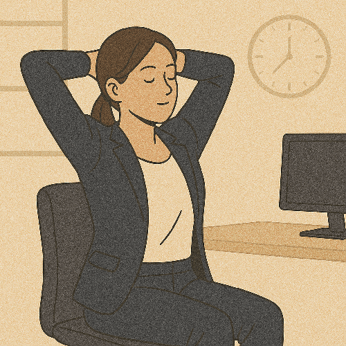 양손 깍지로 머리 뒤 밀어 등과 목 늘리기