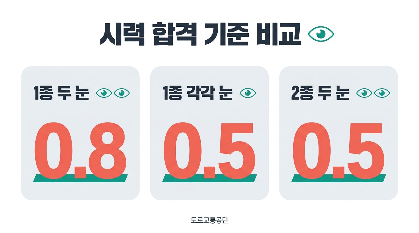 1종 면허 갱신 시력 합격 기준 비교