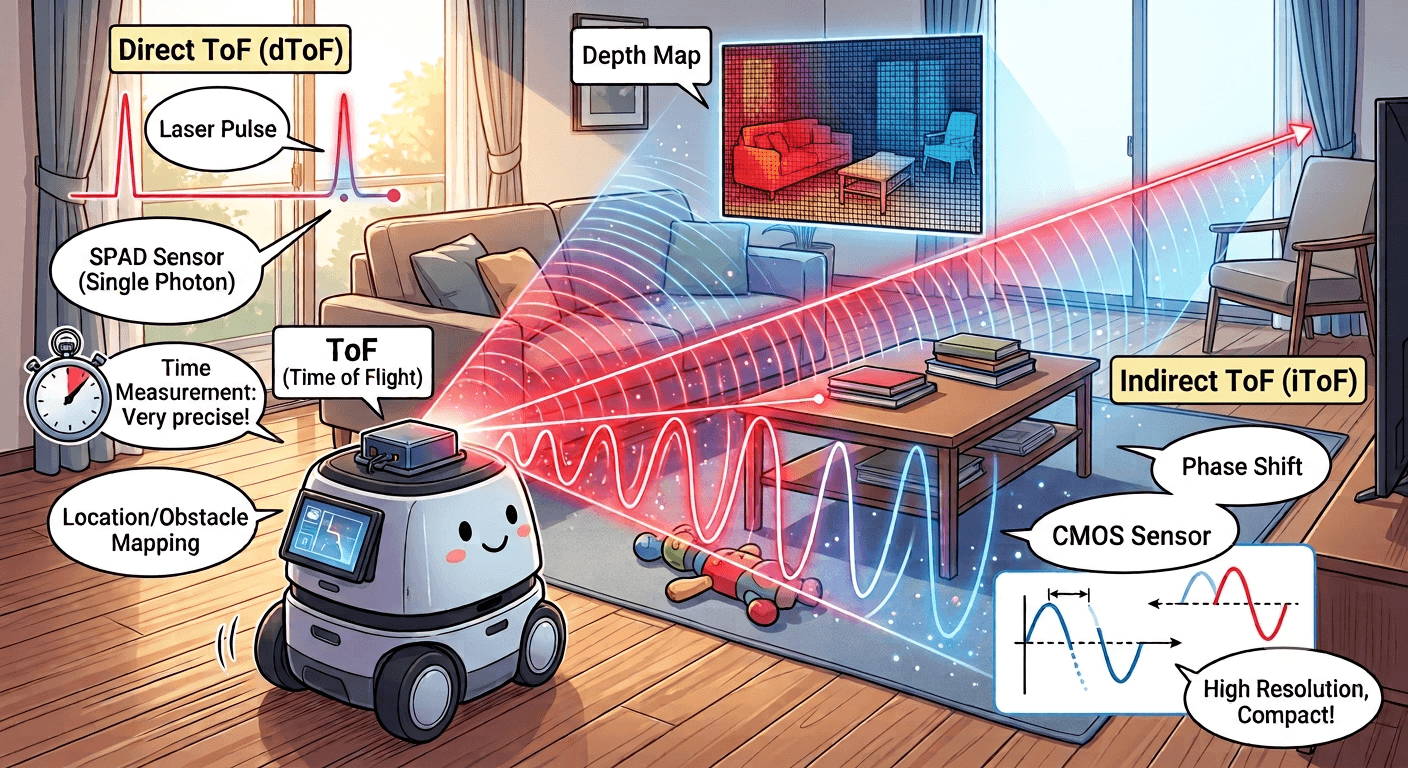 ToF(Time of Flight) 센서란? 카메라와 LiDAR 사이, 실내 로봇의 최적 선택