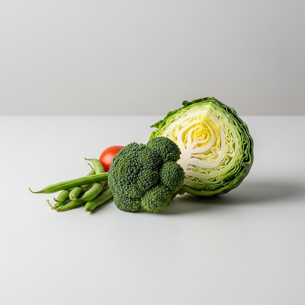 장내 발효로 가스를 늘릴 수 있는 음식 예시를 담은 정물 이미지