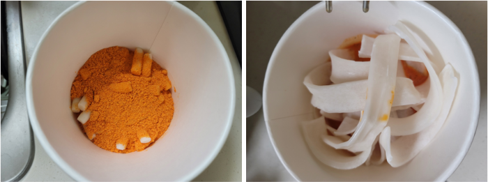 매콤로제 납작면볶이 내용물 레시피 순서대로 넣기