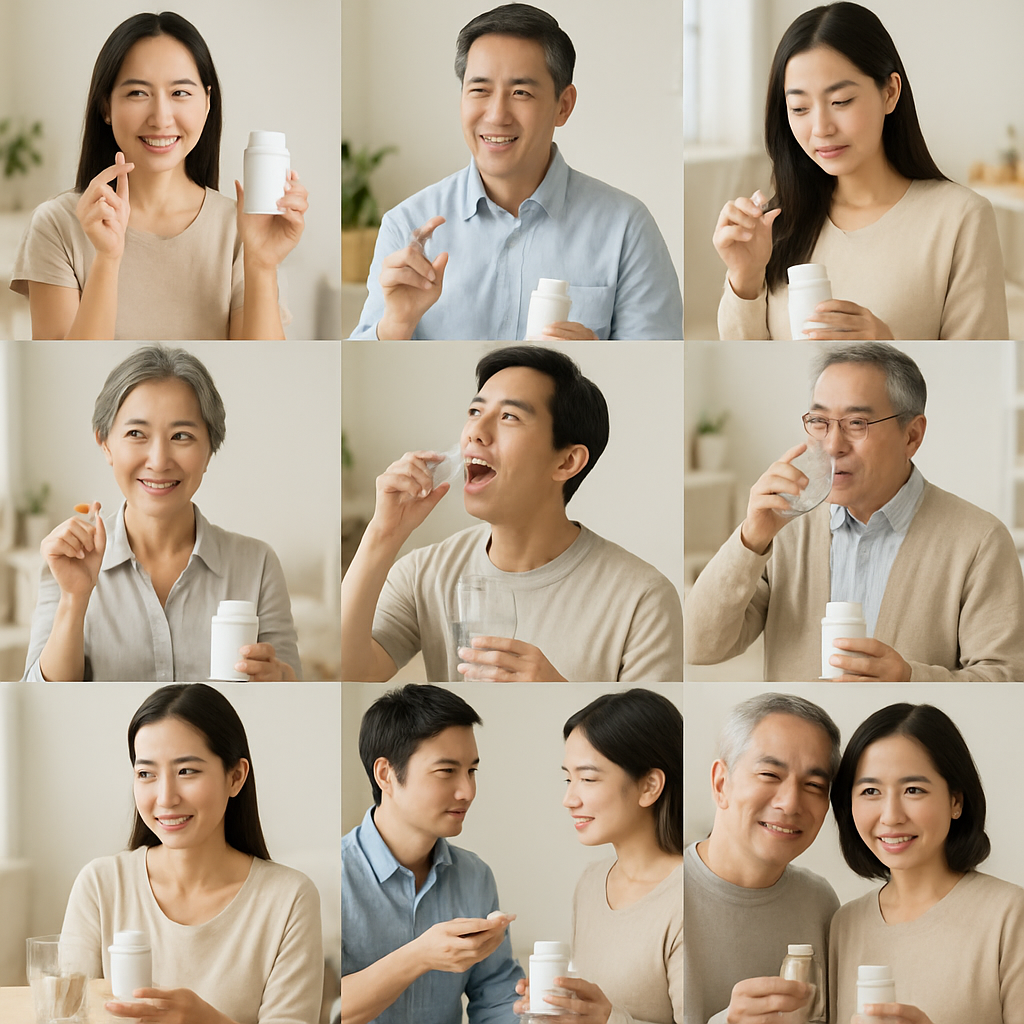 건강보조제를 챙겨 먹는 사진