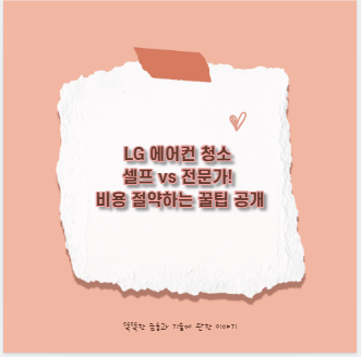 LG 에어컨 청소 셀프 vs 전문가! 비용 절약하는 꿀팁 공개