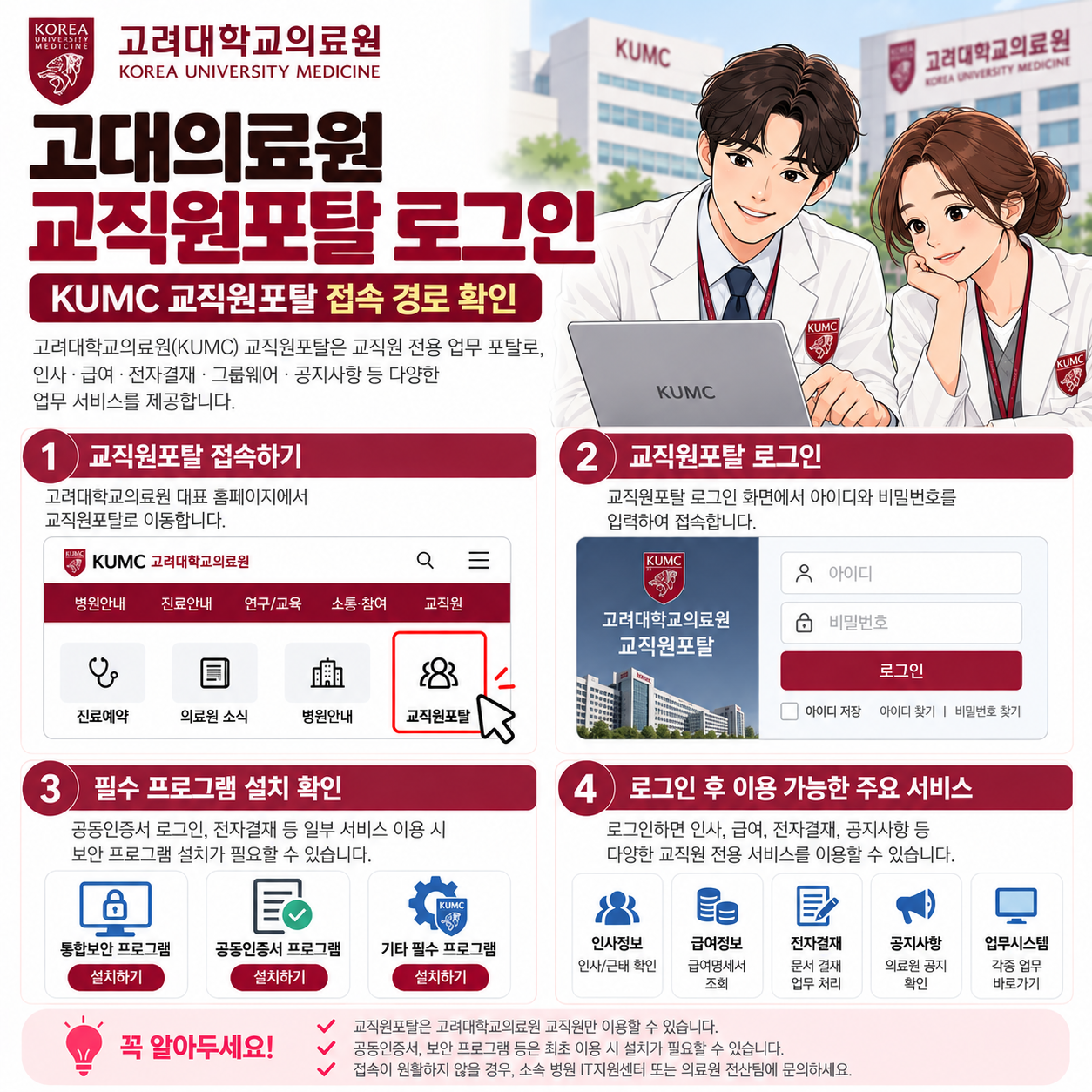 고대의료원교직원포탈 로그인｜KUMC 교직원 포털 접속 경로 확인