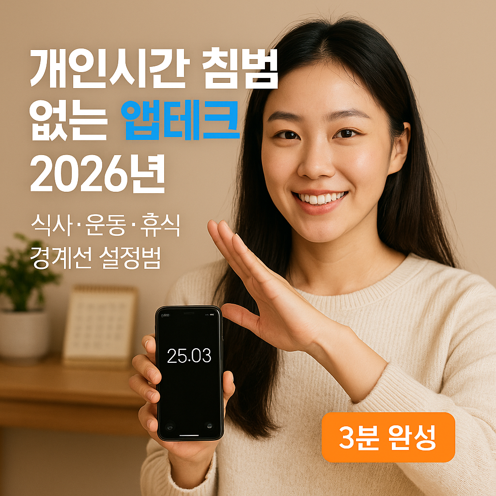 개인시간 침범 없는 앱테크 2026년 ｜ 식사&middot;운동&middot;휴식 경계선 설정법