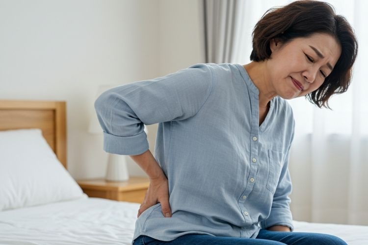 허리 통증이 있는 듯한 모습