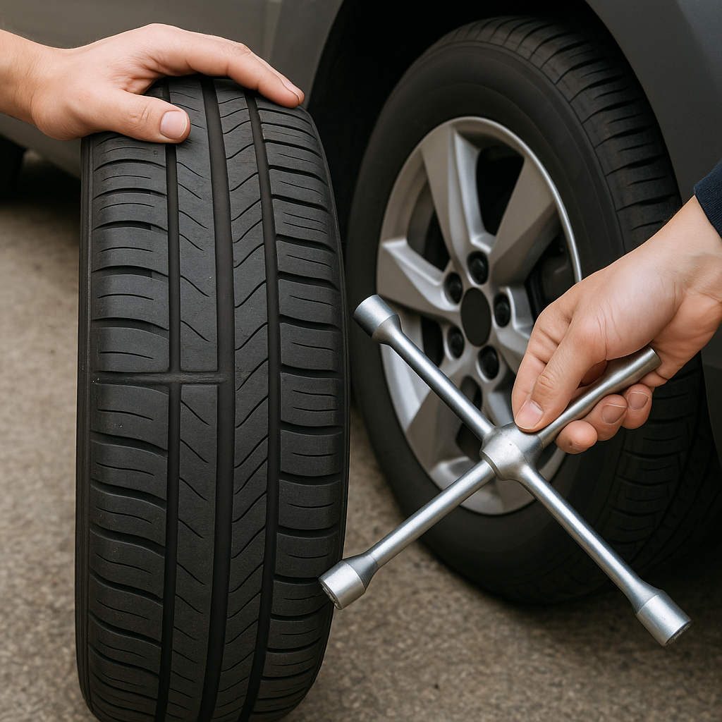 타이어 트레드 마모선과 교체 장면
