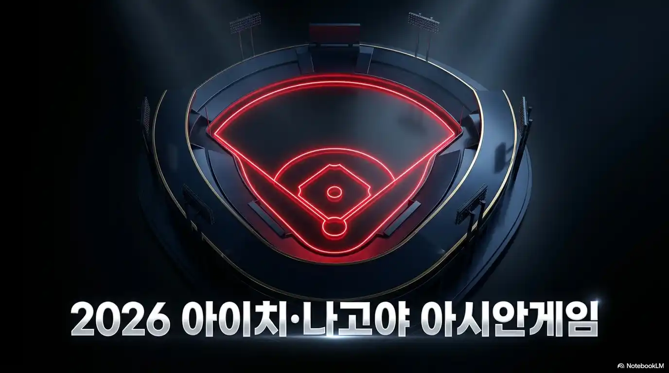 2026 아이치 나고야 아시안게임 야구 경기장 네온 다이아몬드 일러스트