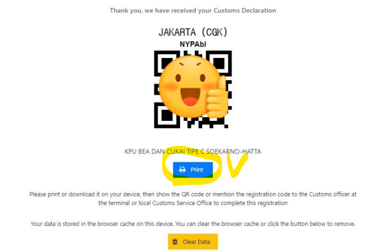 인도네시아 발리 세관신고서 작성법(출처-세관신고서 홈페이지)