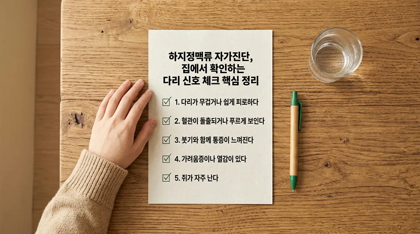 하지정맥류 자가진단, 집에서 확인하는 다리 신호 체크 핵심 정리