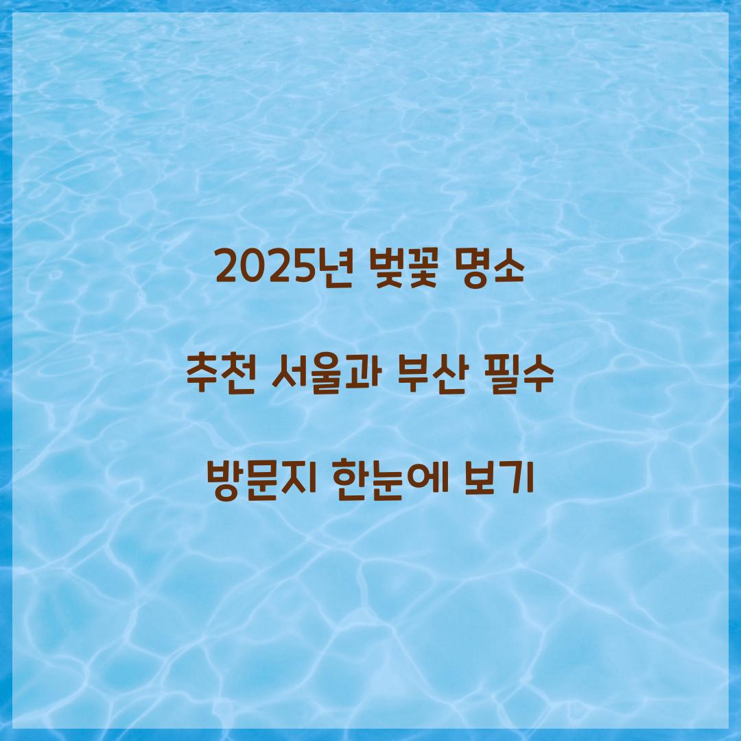 벚꽃 명소 추천