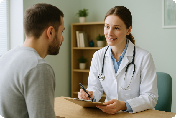 정신과 병동에서 입원 절차 설명하는 의료인