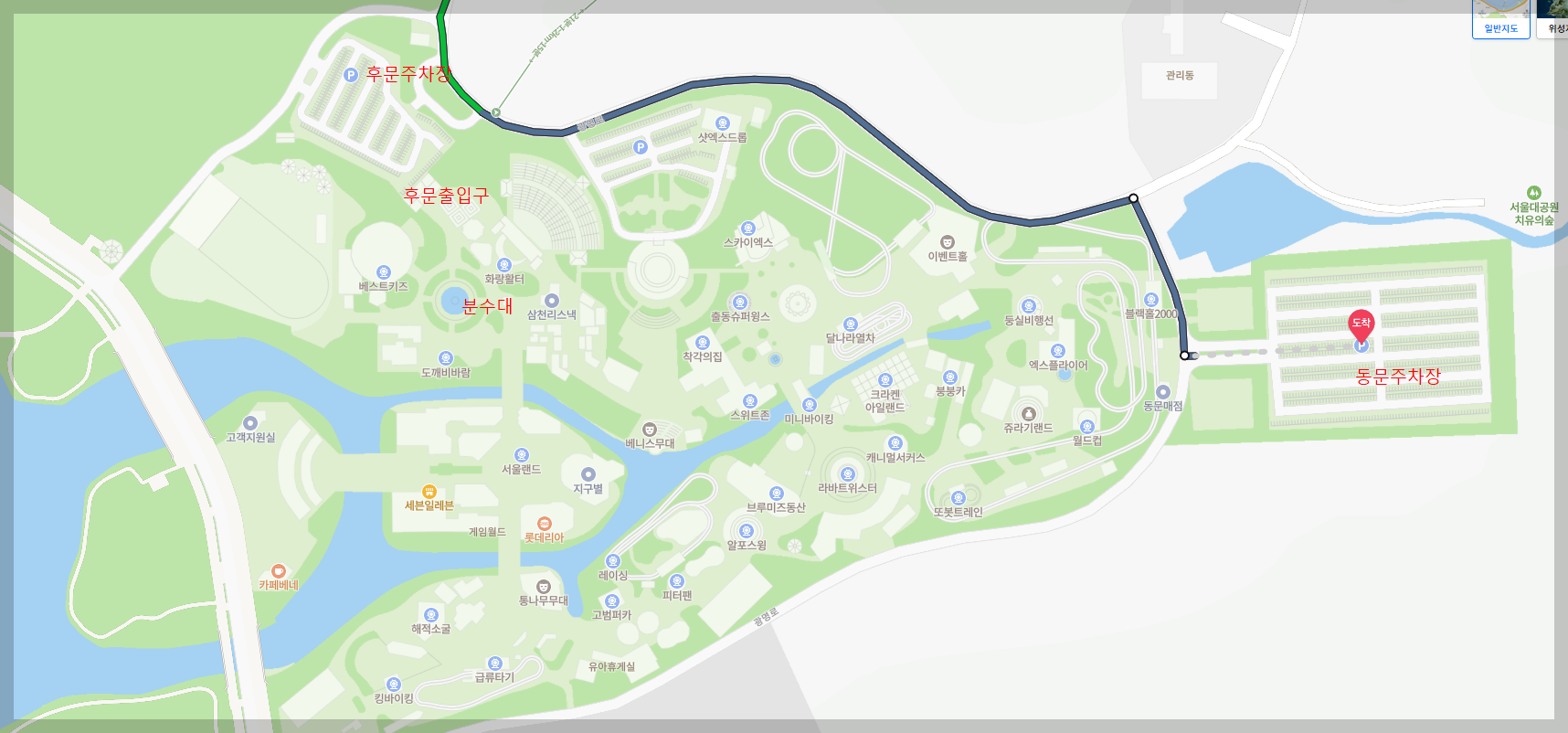 서울랜드주차장가는길2