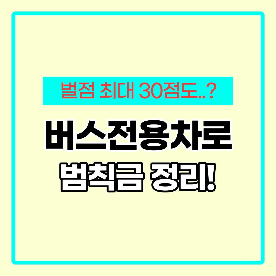 버스전용차로 위반 범칙금