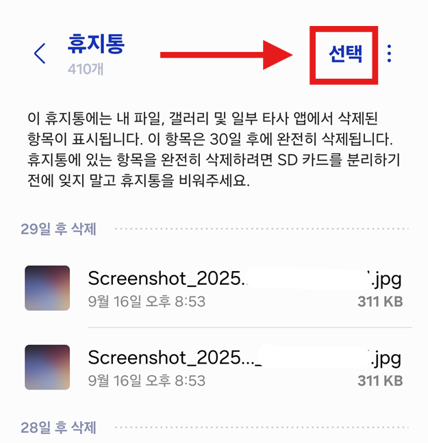 방법 6: 복구하고 싶은 파일 선택하기