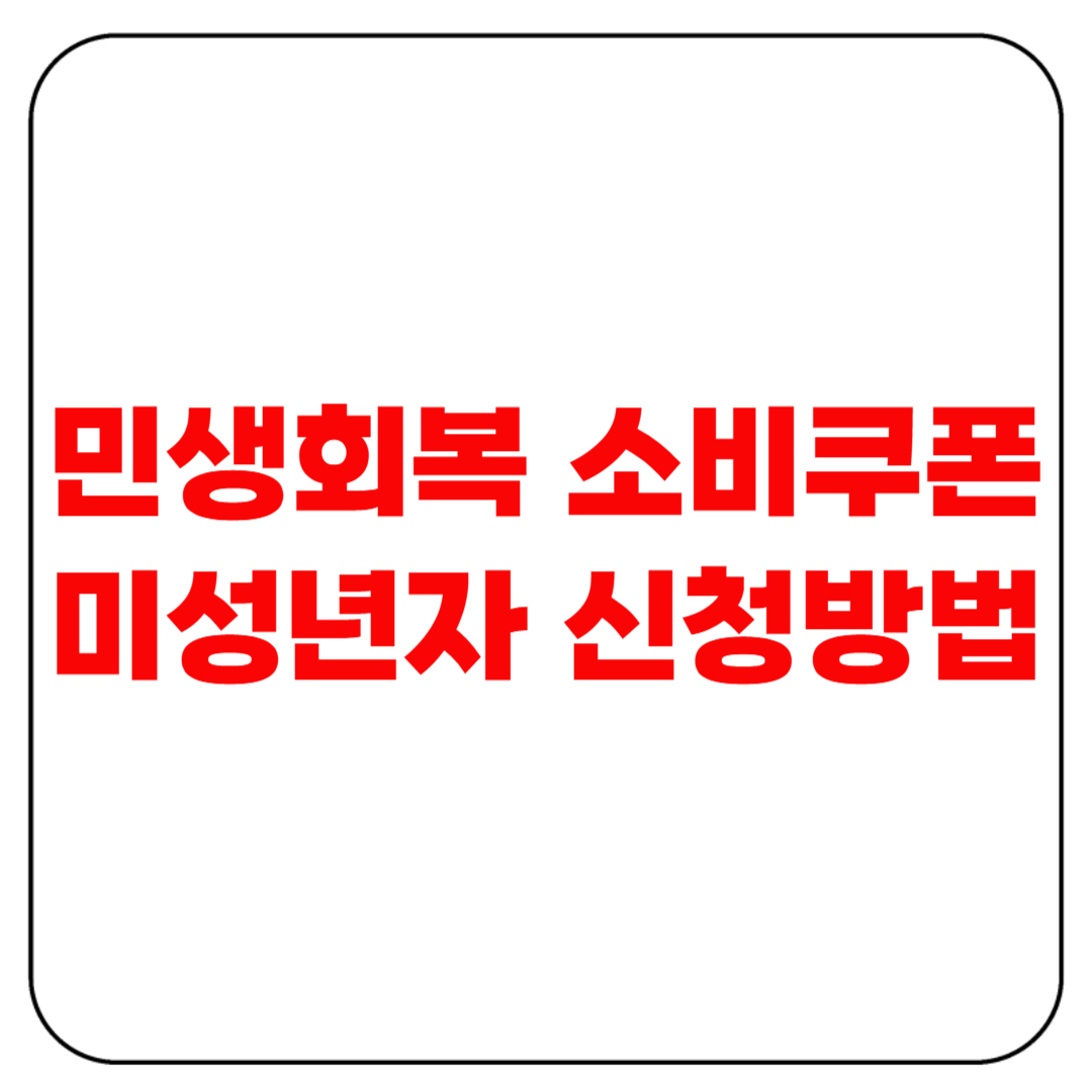 민생회복 소비쿠폰 미성년자 신청방법 총정리