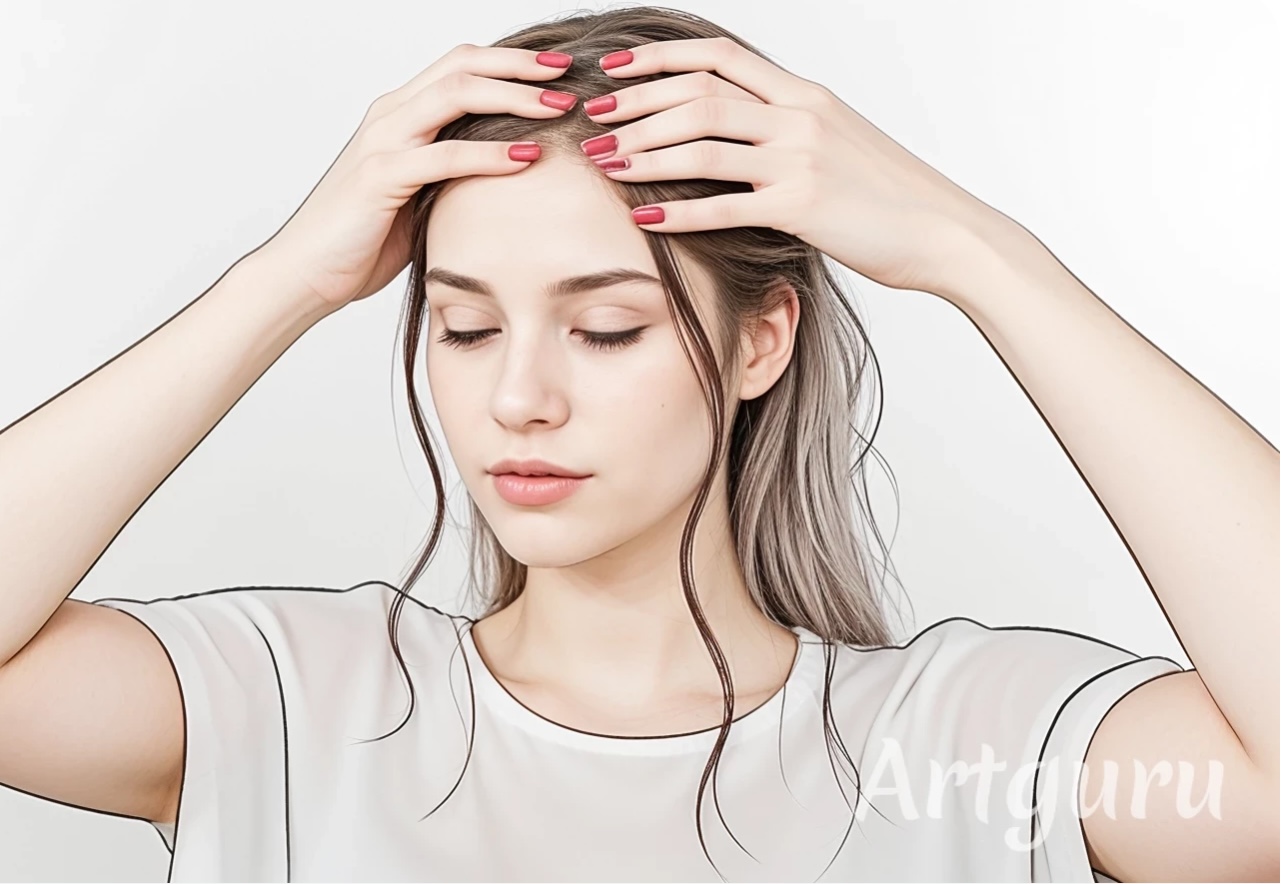 두피마사지하는 여자